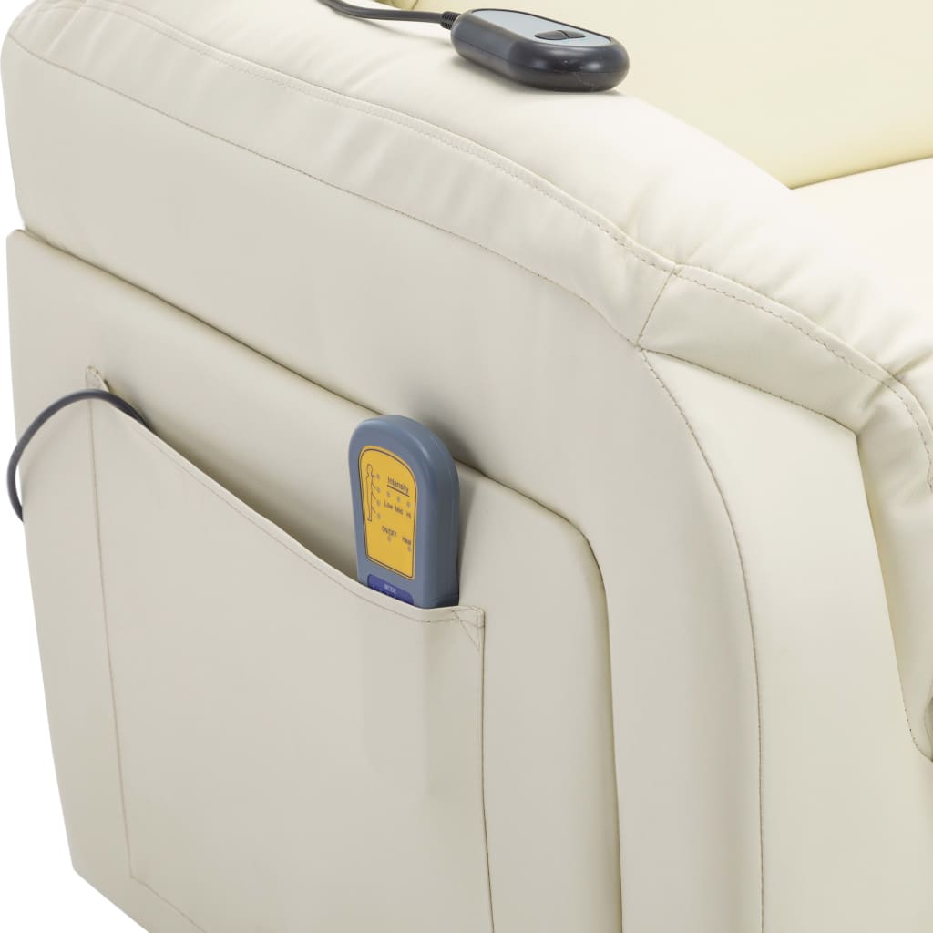 vidaXL eldrevet løftestol med massagefunktion kunstlæder cremefarvet