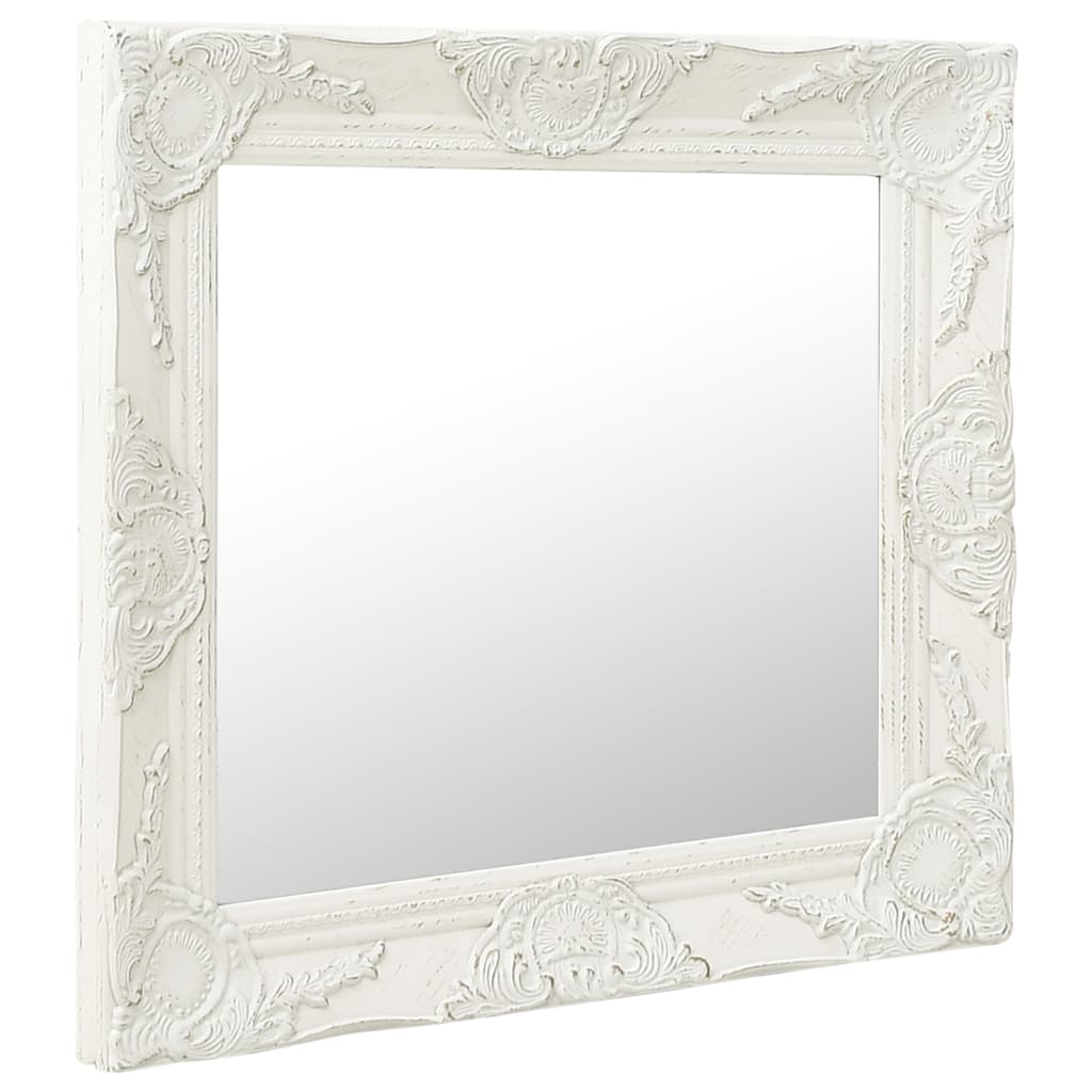 vidaXL vægspejl barokstil 50x50 cm hvid