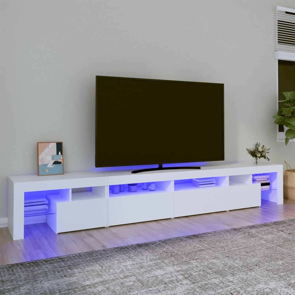 vidaXL tv-skab med LED-lys 260x36,5x40 cm hvid