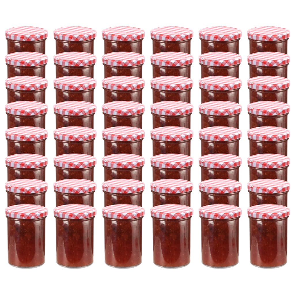 vidaXL syltetøjsglas 48 stk. med hvide og røde låg 400 ml