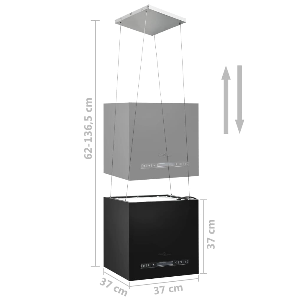vidaXL hængende ø-emhætte med touchsensor LCD 37 cm pulverlakeret stål