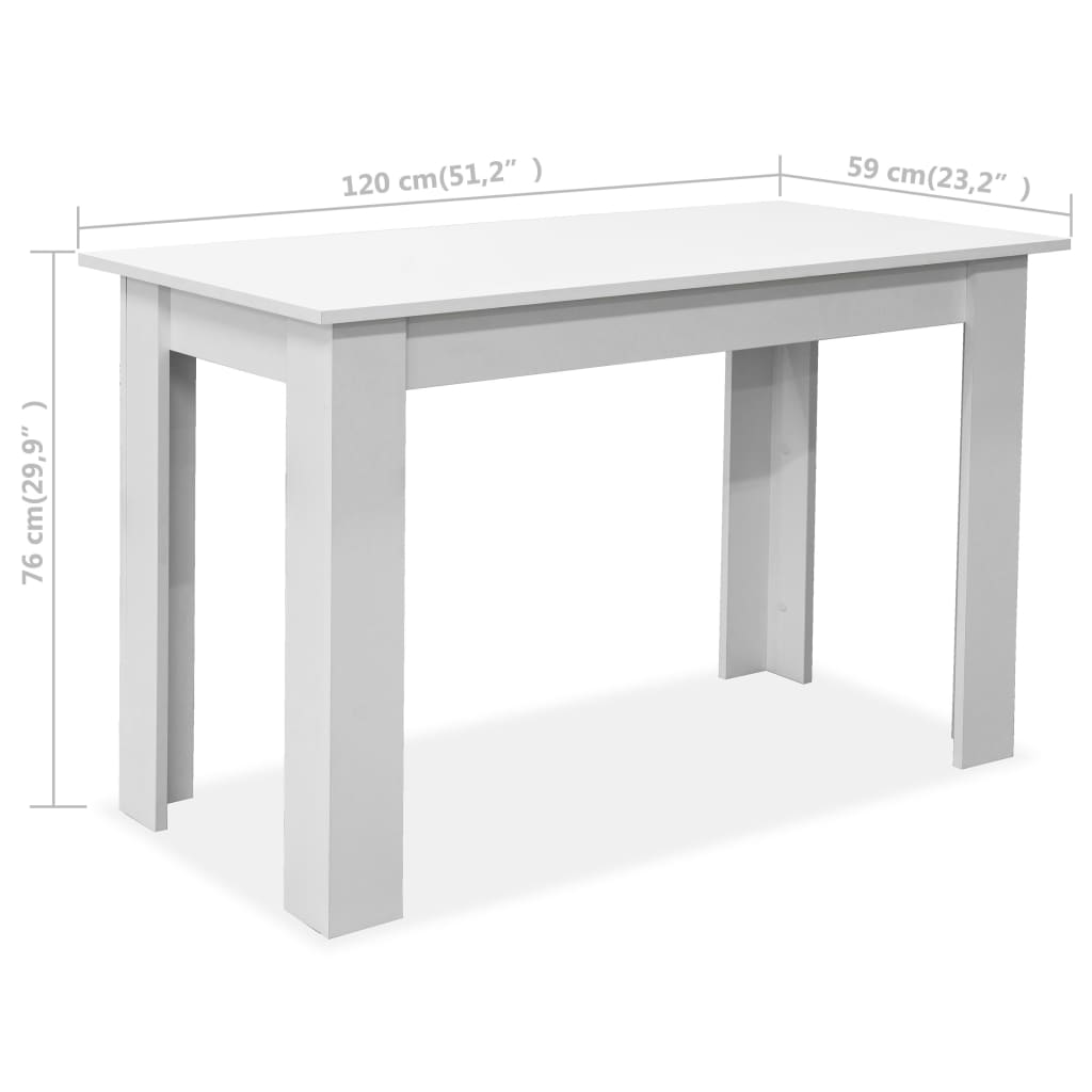 vidaXL spisebord og bænke 3 dele spånplade hvid