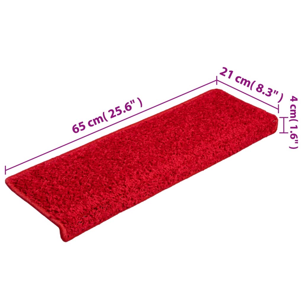 vidaXL trappemåtter 10 stk. 65x21x4 cm rød
