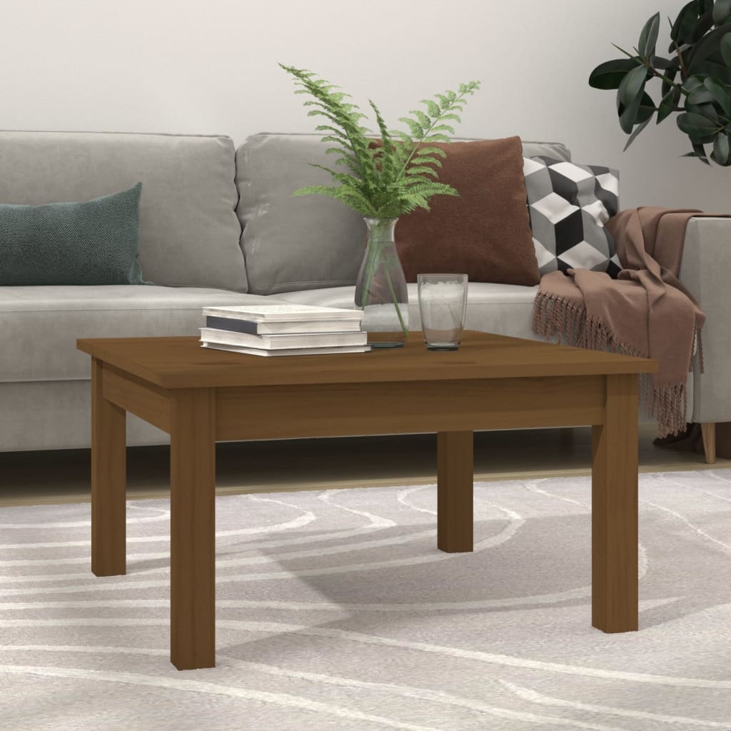 vidaXL sofabord 55x55x30 cm massivt fyrretræ gyldenbrun