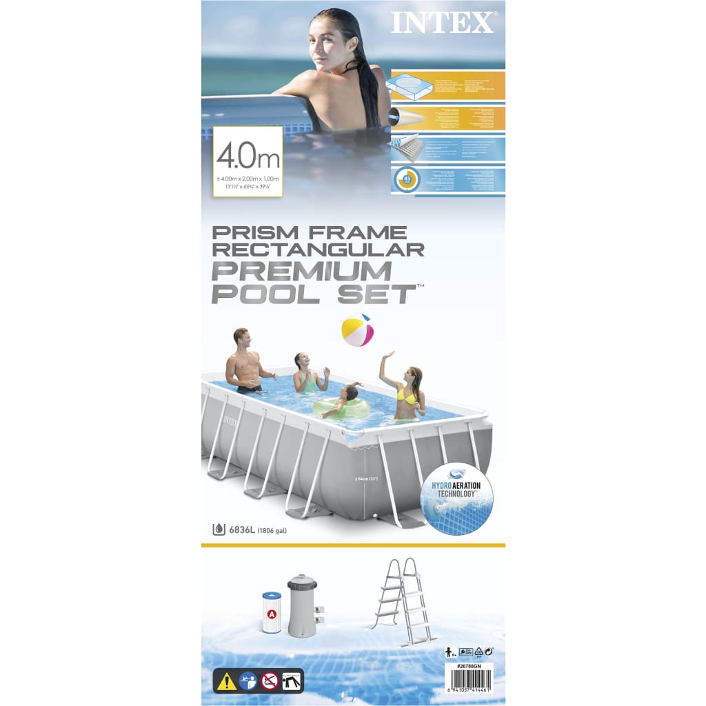Intex swimmingpoolsæt Prism Frame 400x200x100 cm rektangulær