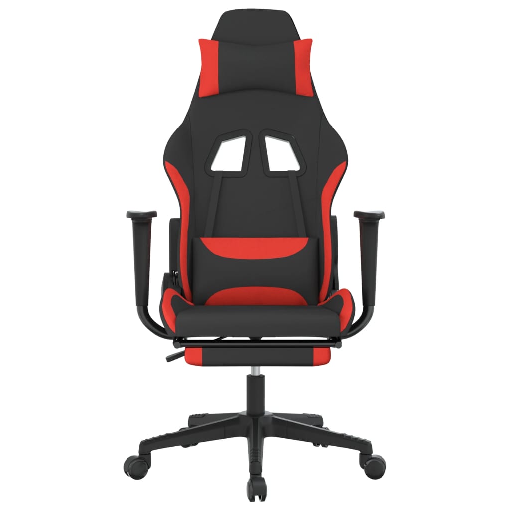 vidaXL gamingstol med massagefunktion + fodstøtte stof sort og rød