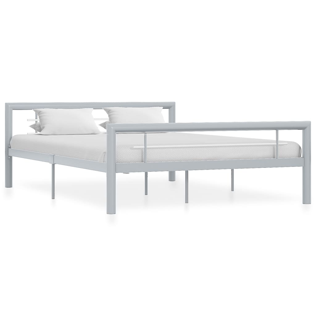 vidaXL sengestel 160x200 cm metal grå og hvid