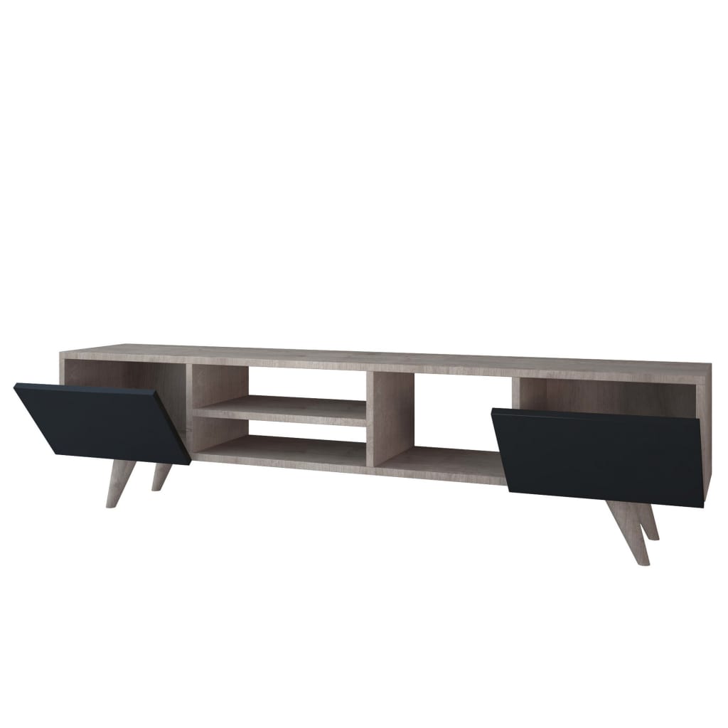 Homemania tv-bord Dore 160x29,7x40,6 cm sort og valnødfarvet