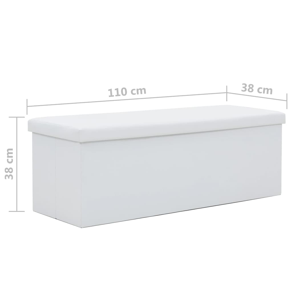 vidaXL foldbar opbevaringsbænk kunstlæder 110 x 38 x 38 cm hvid