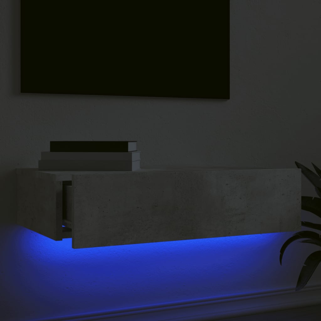 vidaXL tv-bord med LED-lys 60x35x15,5 cm betongrå