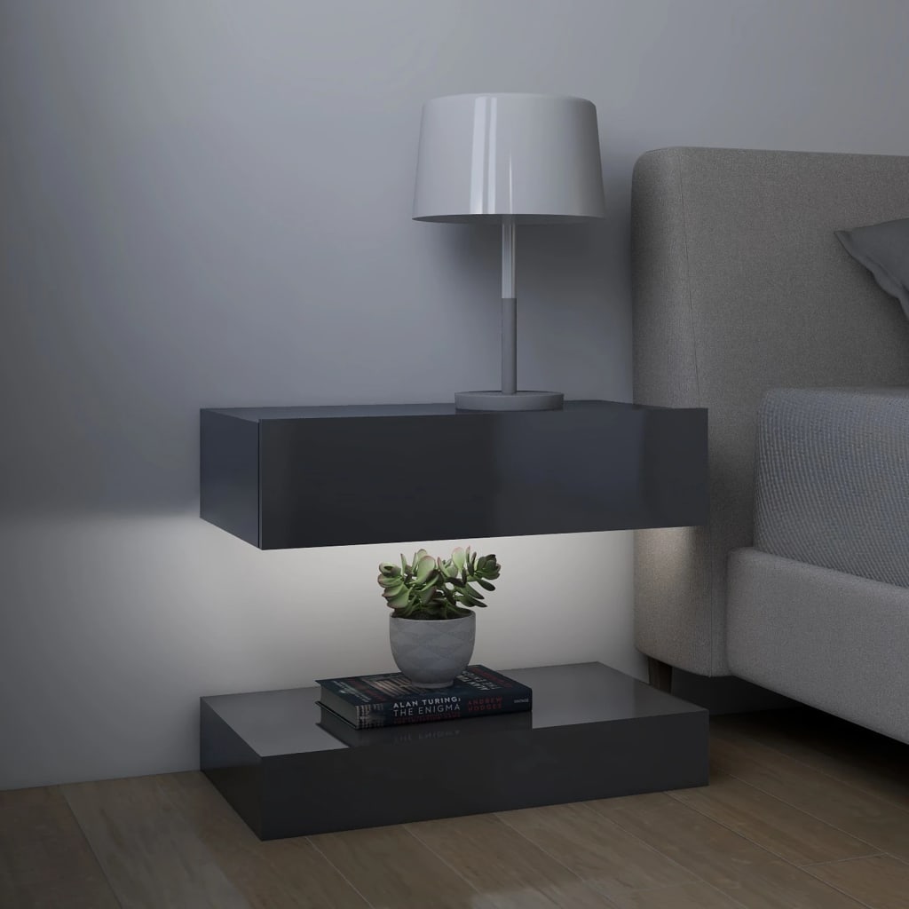 vidaXL tv-borde med LED-lys 2 stk. 60x35 cm grå højglans