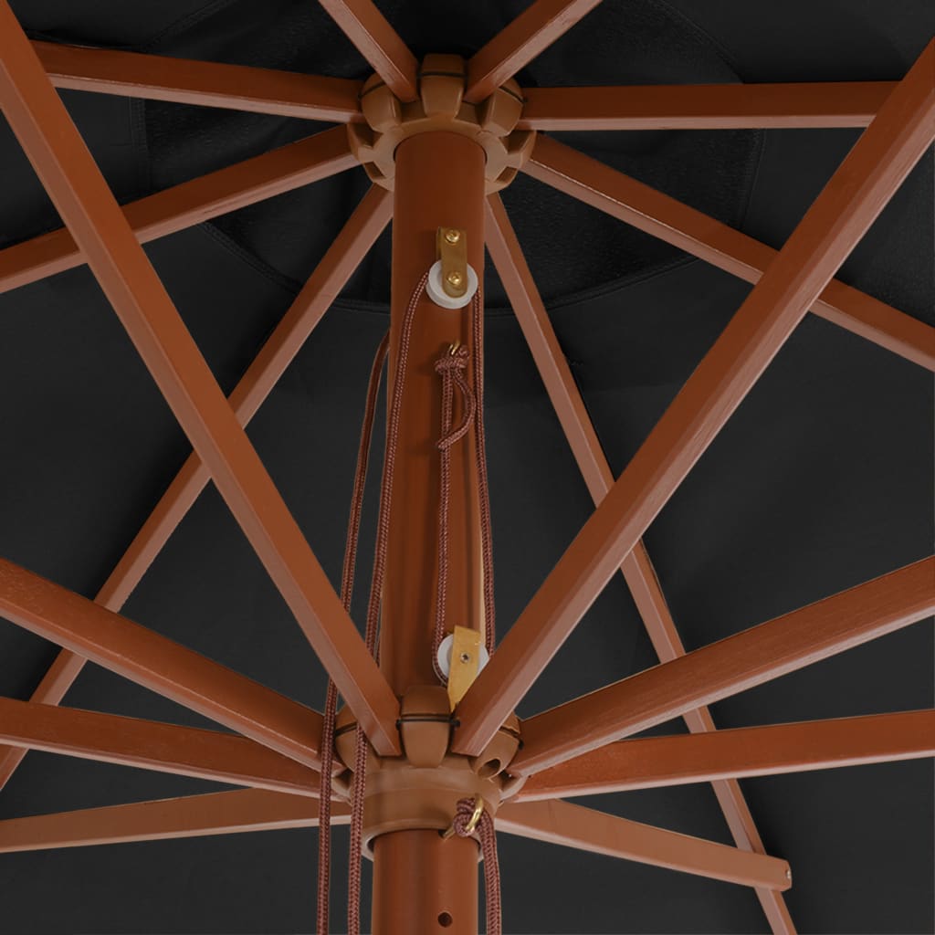 vidaXL udendørs parasol med træstang 350 cm antracitgrå