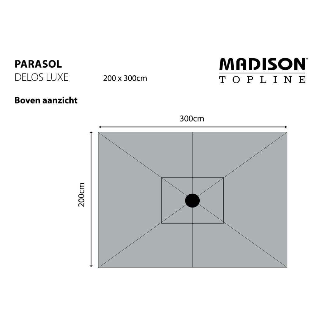 Madison parasol Delos Luxe 300x200 cm grå PAC5P014