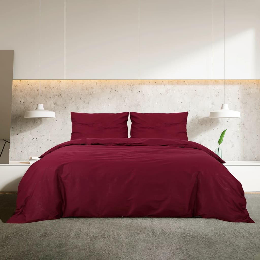 vidaXL sengetøj 200x220 cm bomuld bordeauxfarvet