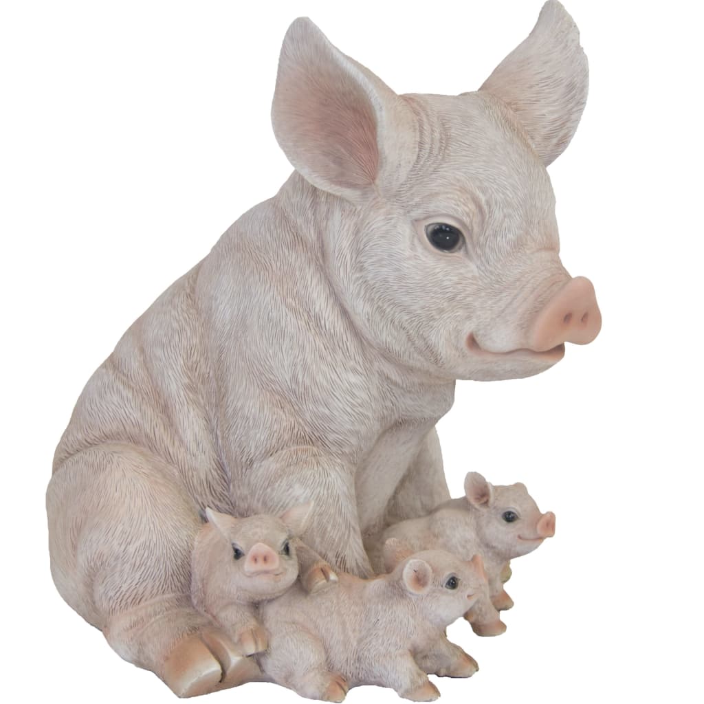 Esschert Design havefigur gris med unger 19,4x22,3x24,3 cm