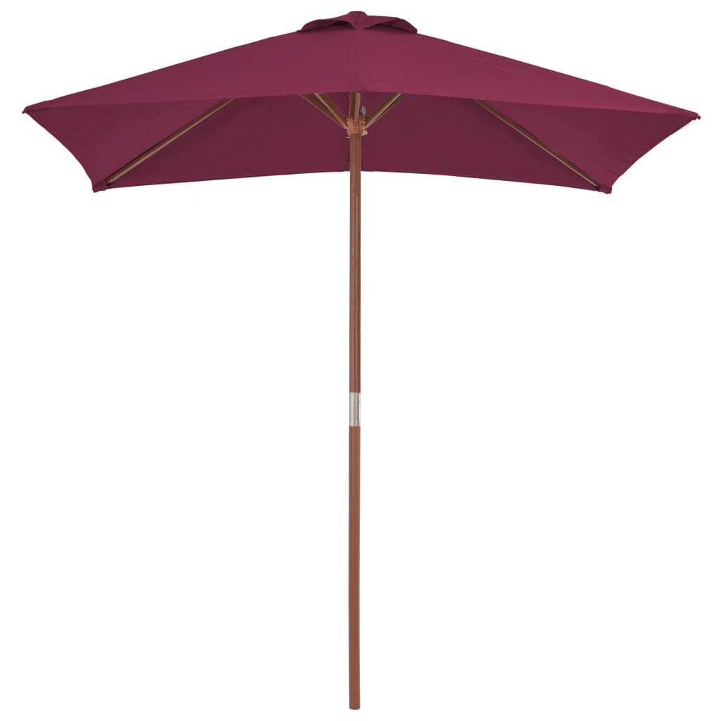 vidaXL udendørs parasol med træstang 150 x 200 cm bordeauxrød