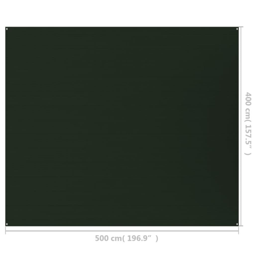 vidaXL telttæppe 400x500 cm HDPE mørkegrøn