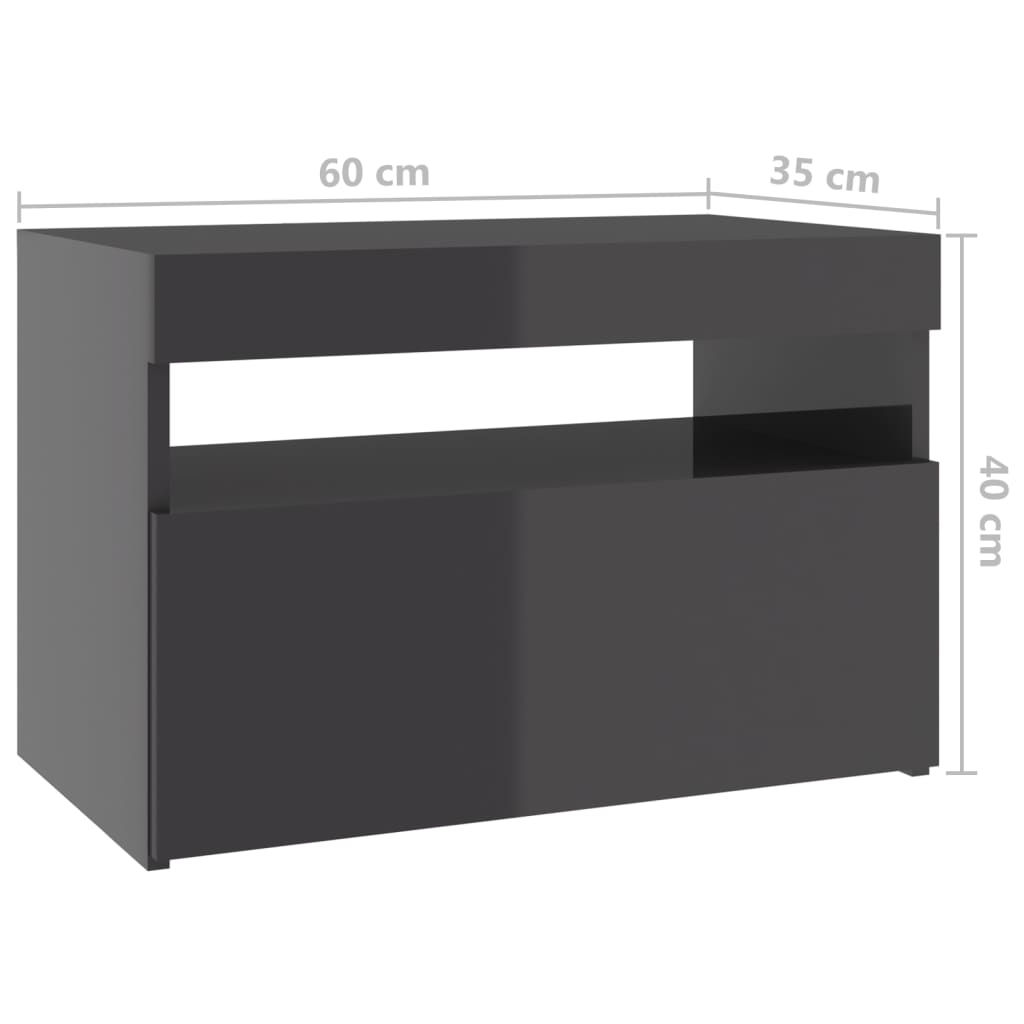 vidaXL tv-borde med LED-lys 2 stk. 60x35x40 cm grå højglans