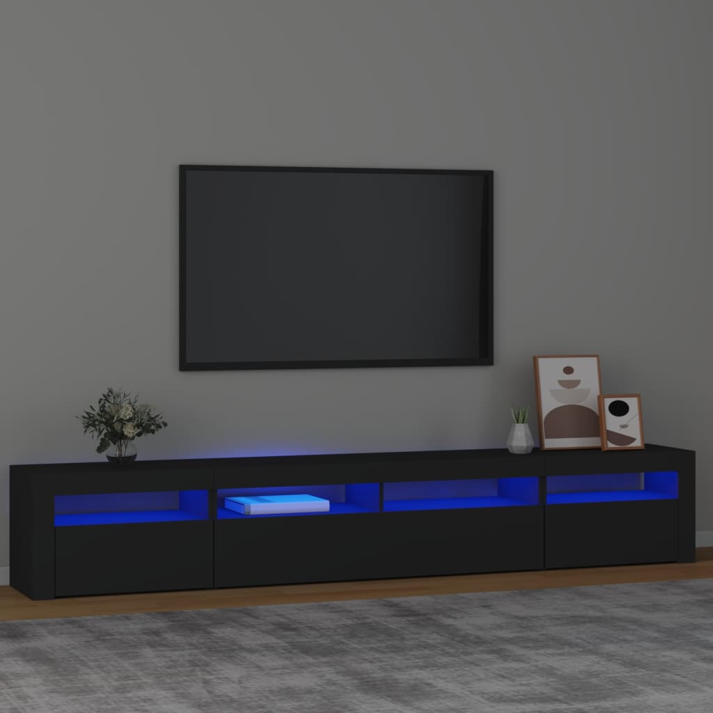 vidaXL tv-skab med LED-lys 240x35x40 cm sort