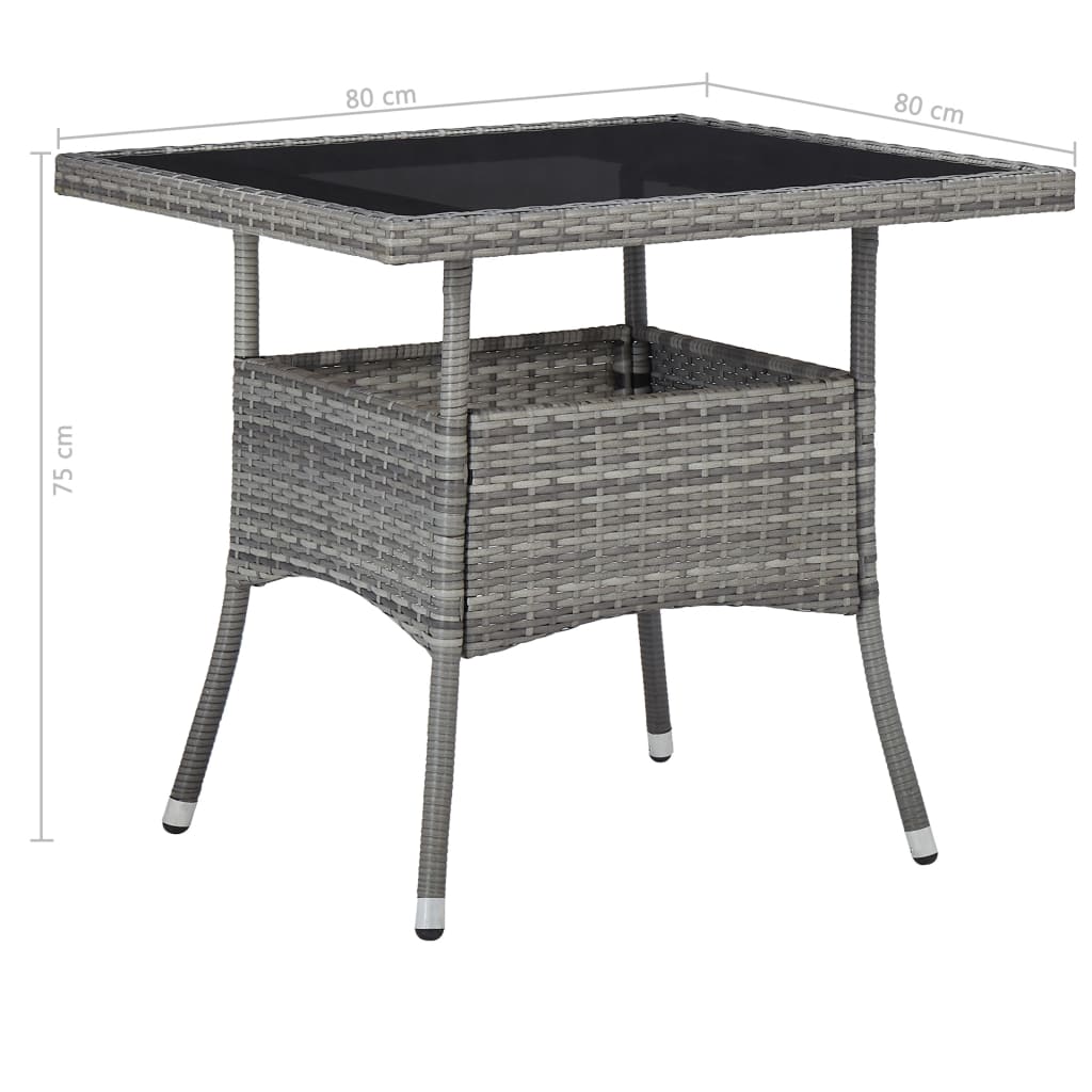 vidaXL udendørs spisebordssæt 5 dele polyrattan og glas grå