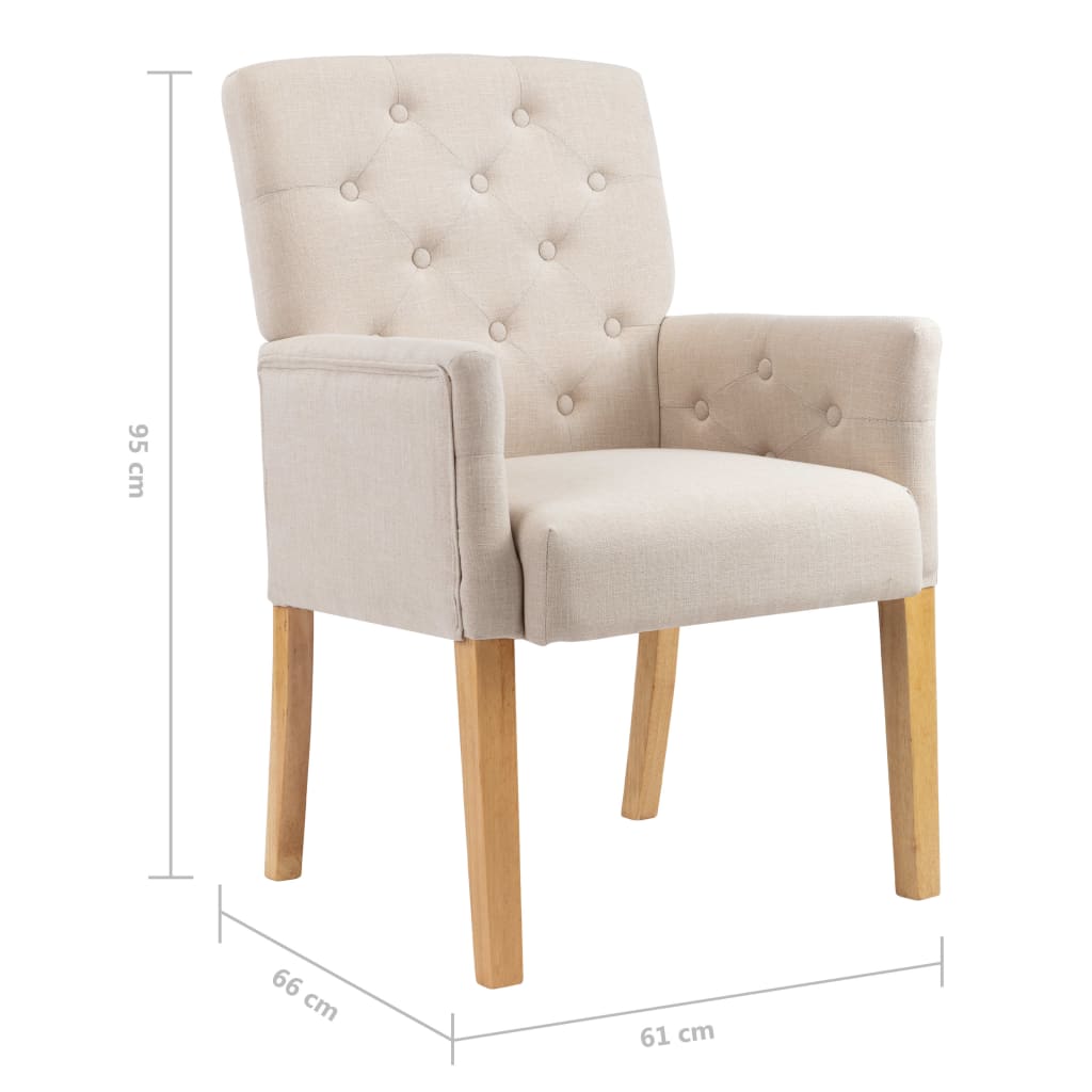 vidaXL spisebordsstole med armlæn 6 stk. stof beige