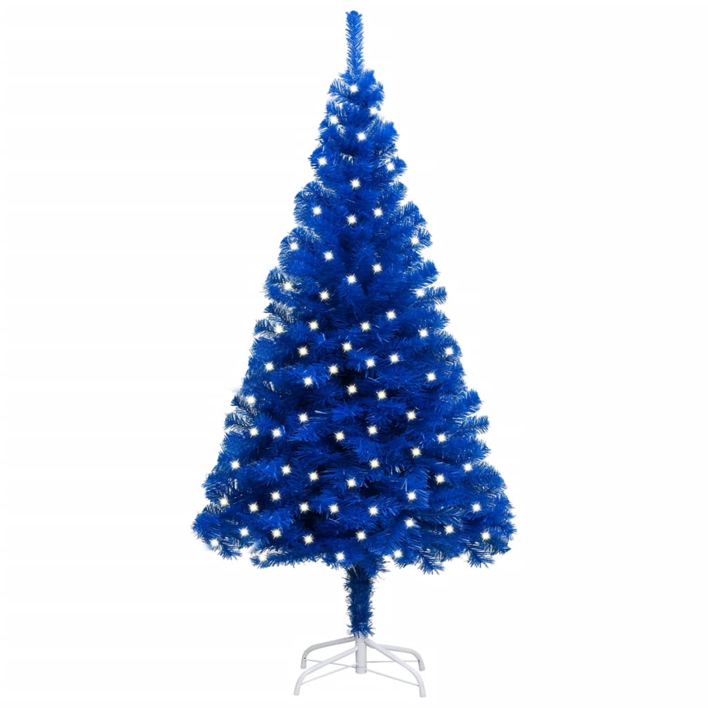 vidaXL kunstigt juletræ med LED-lys og fod 240 cm PVC blå
