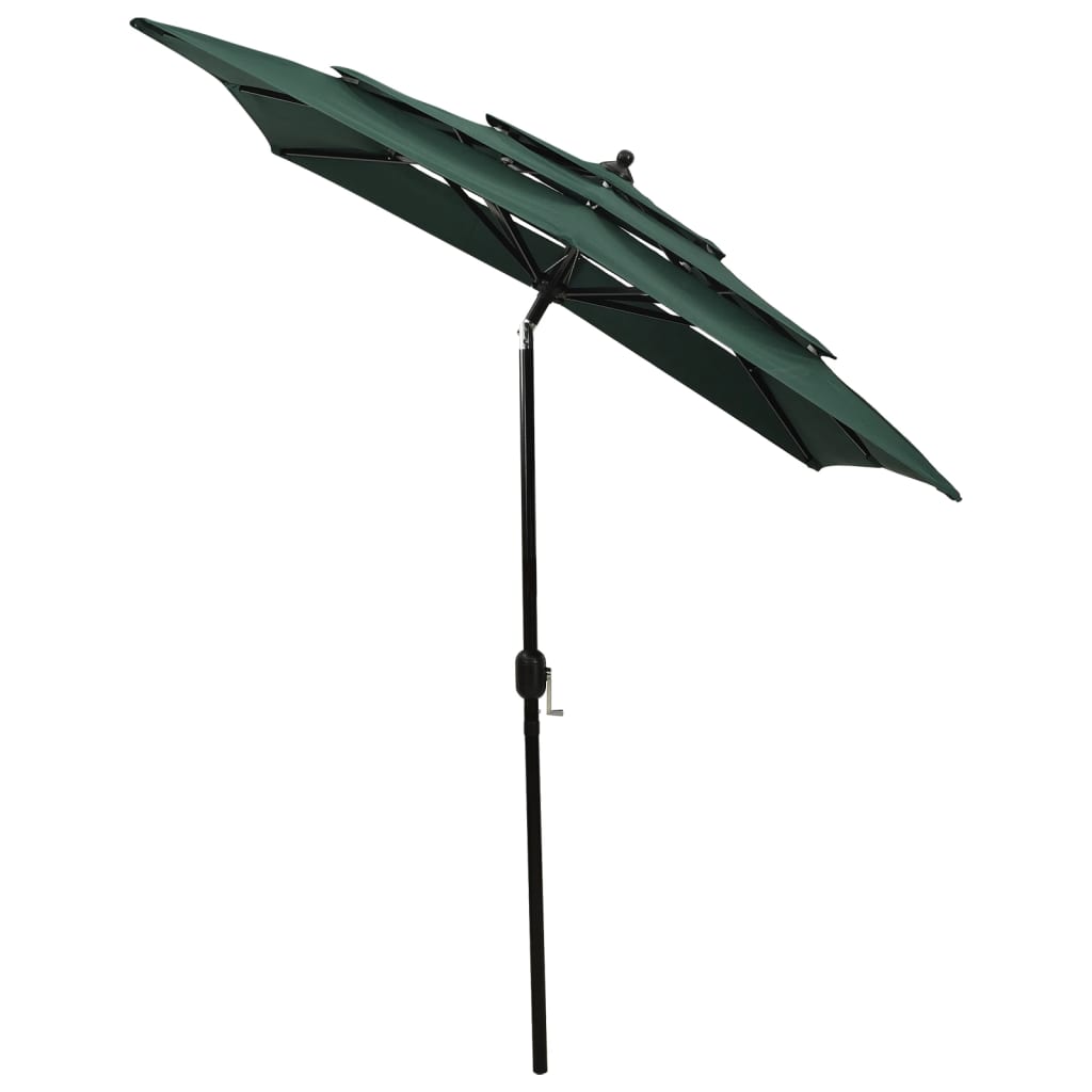 vidaXL parasol med aluminiumsstang i 3 niveauer 2x2 m grøn