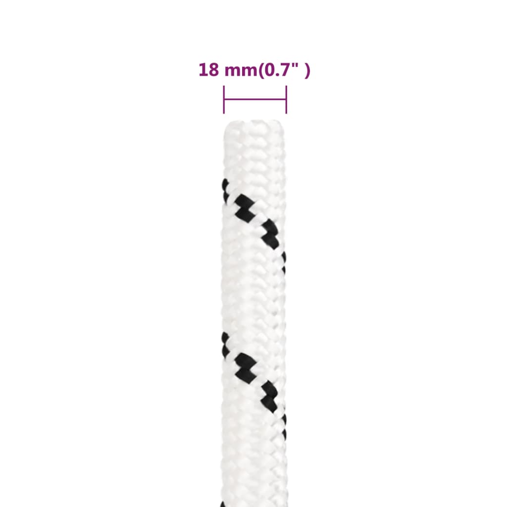 vidaXL flettet tovværk 18 mm x 25 m polyester hvid