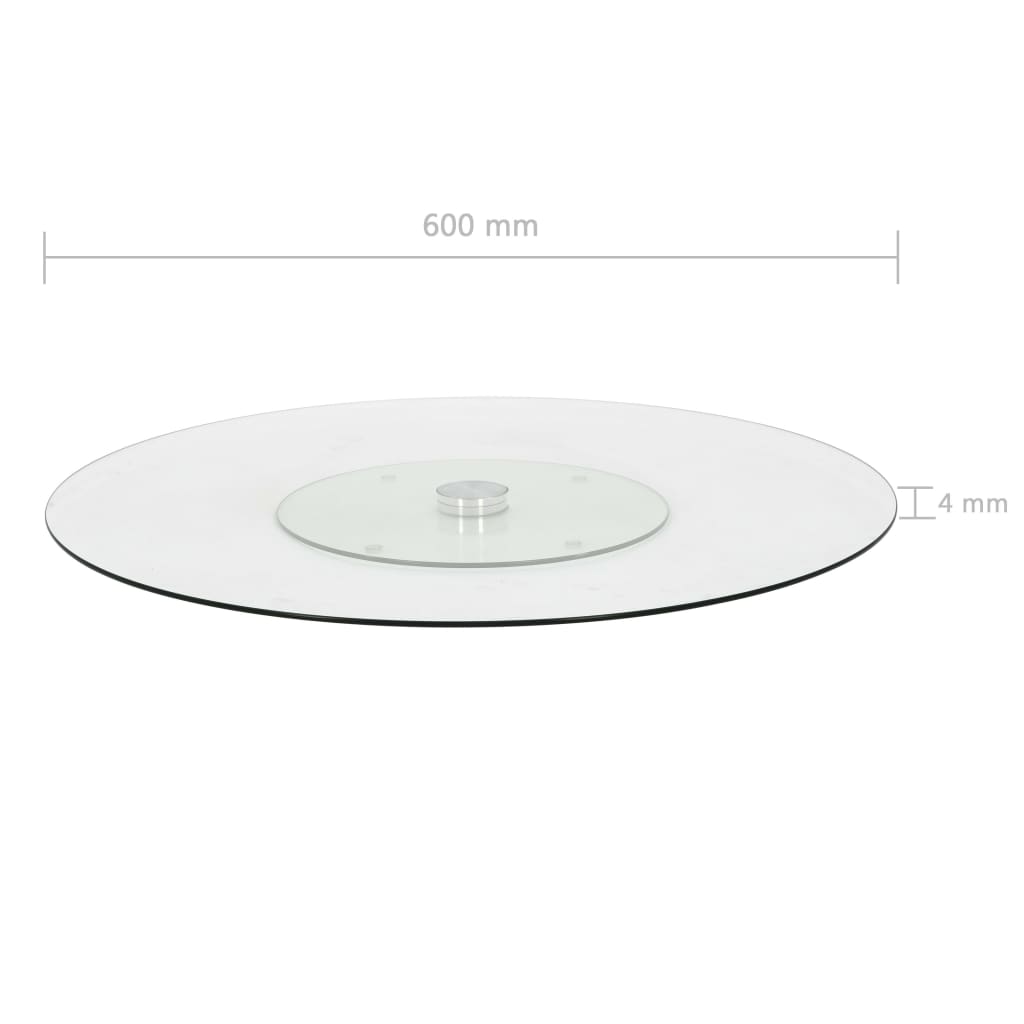 vidaXL roterende serveringstallerken 60 cm hærdet glas transparent
