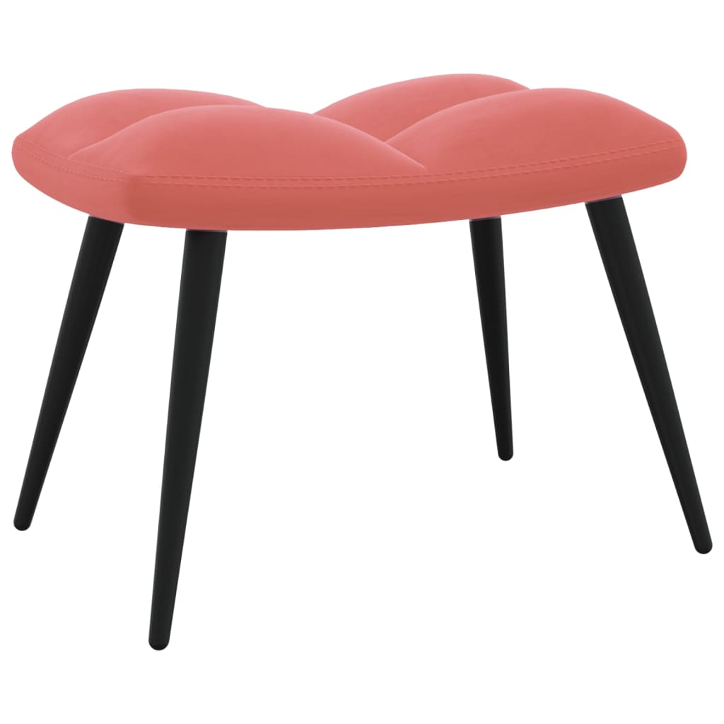 vidaXL lænestol med fodskammel fløjl lyserød