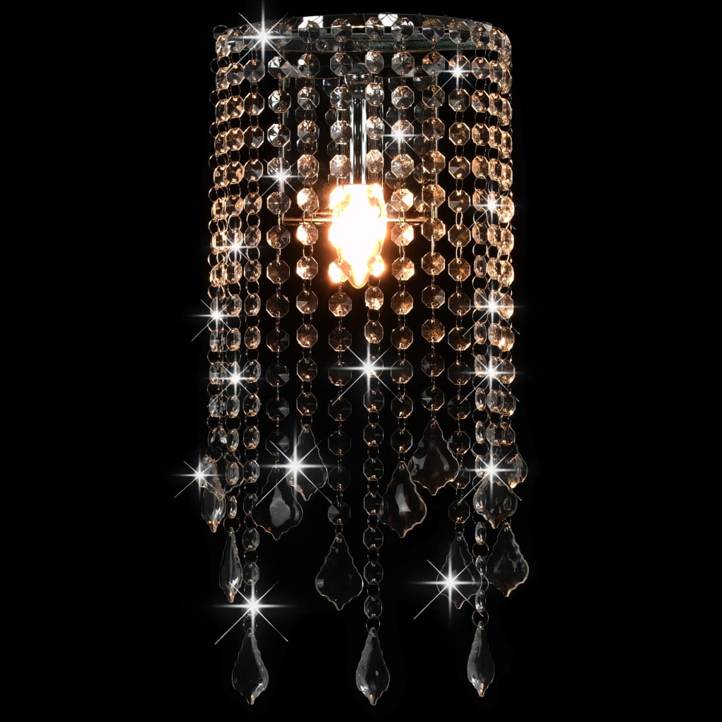 vidaXL væglampe med krystalperler rektangulær E14-pærer sølvfarvet