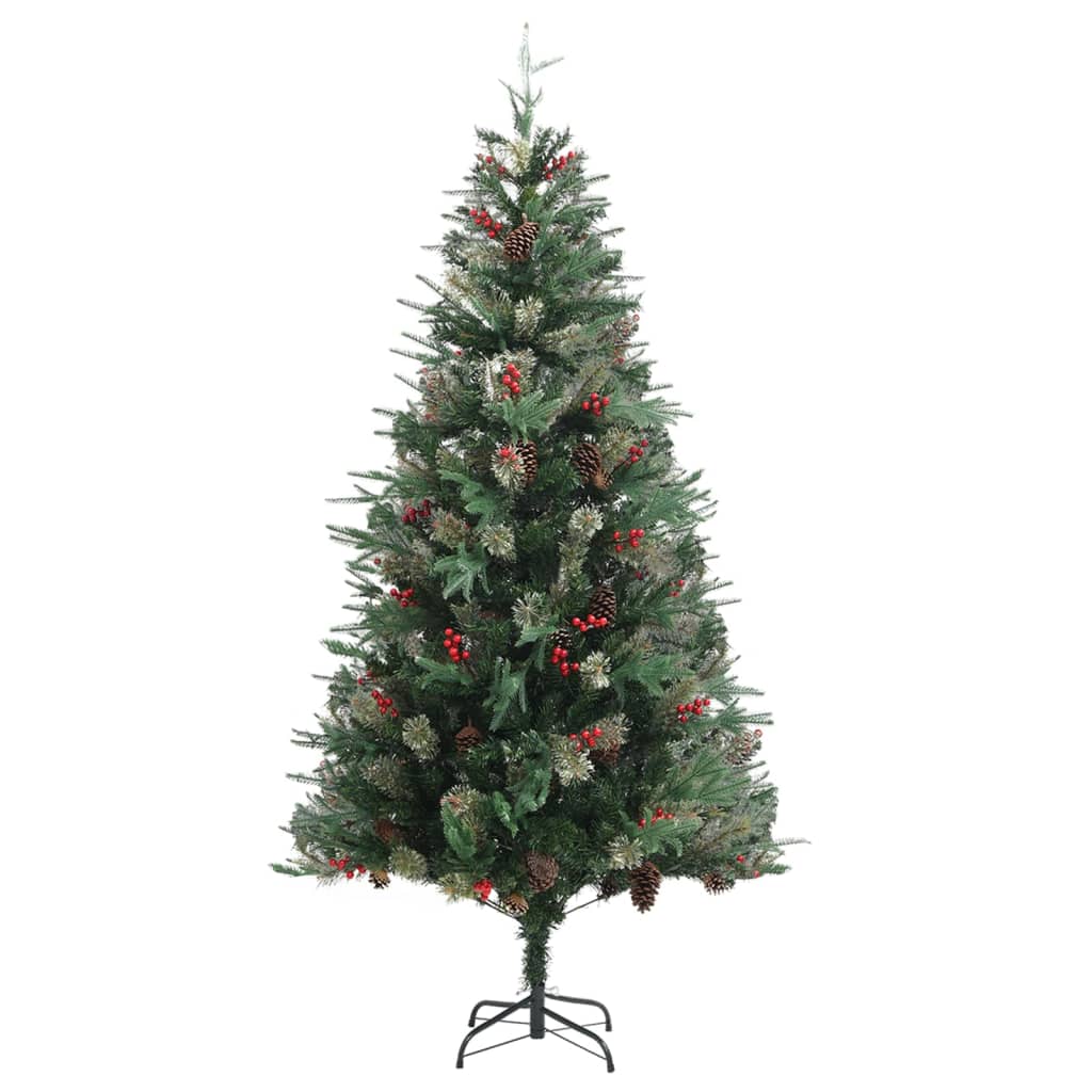 vidaXL juletræ med grankogler 225 cm PVC & PE grøn