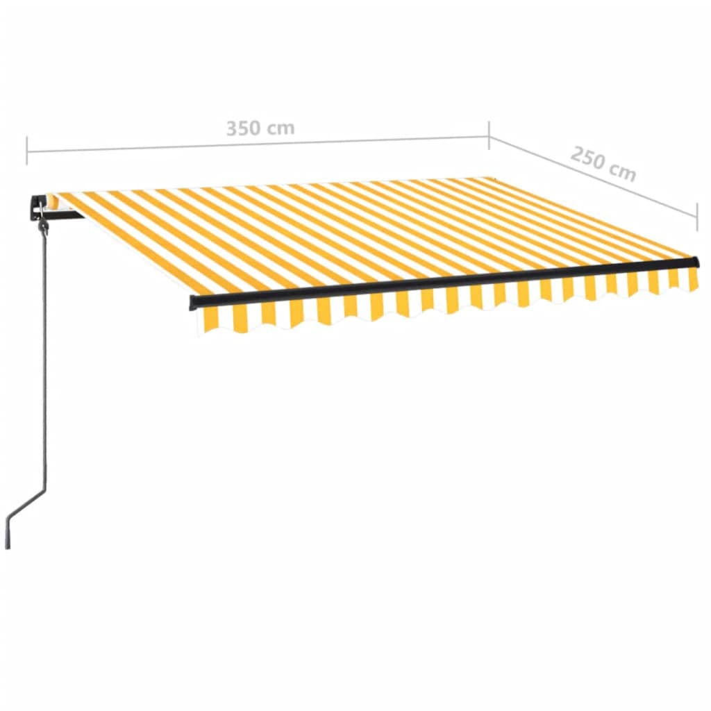 vidaXL markise m. LED-lys 350x250 cm manuel betjening gul og hvid