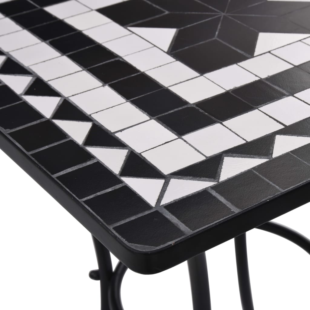 vidaXL bistrobord med mosaikdesign 60 cm keramisk sort og hvid