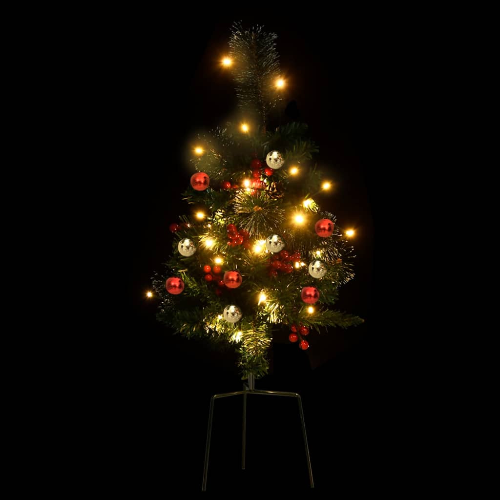 vidaXL kunstige juletræer med lys 2 stk. til havesti 76 cm PVC