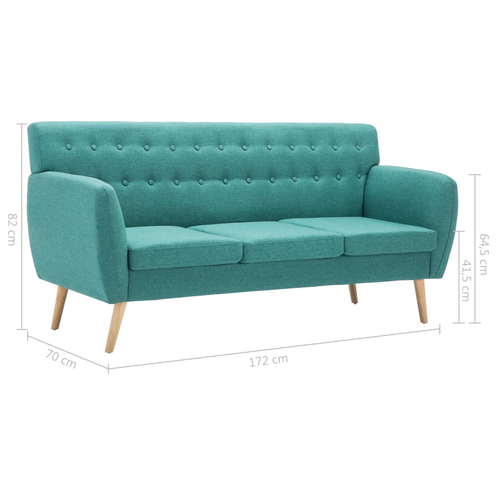 vidaXL 3-personers sofa 172x70x82 cm stofbetræk grøn
