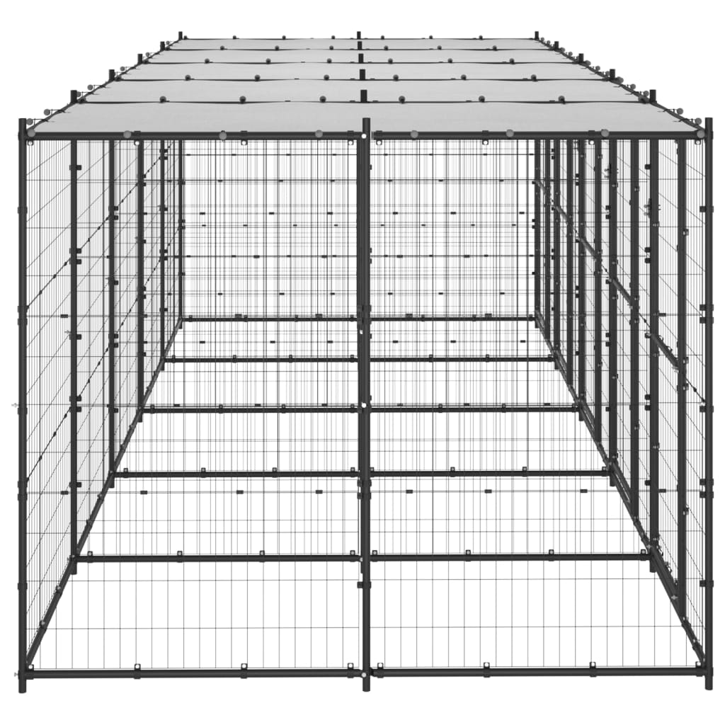 vidaXL udendørs hundebur med tag 12,1 m² stål