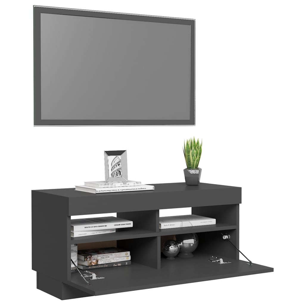 vidaXL tv-skab med LED-lys 80x35x40 cm grå højglans