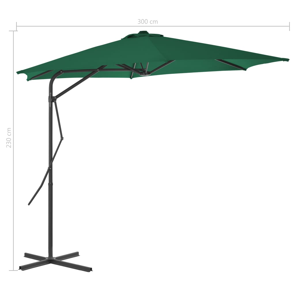 vidaXL udendørs parasol med stålstang 300 cm grøn