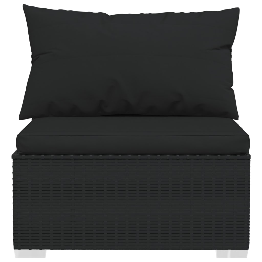 vidaXL 3-personers sofa med hynder polyrattan sort