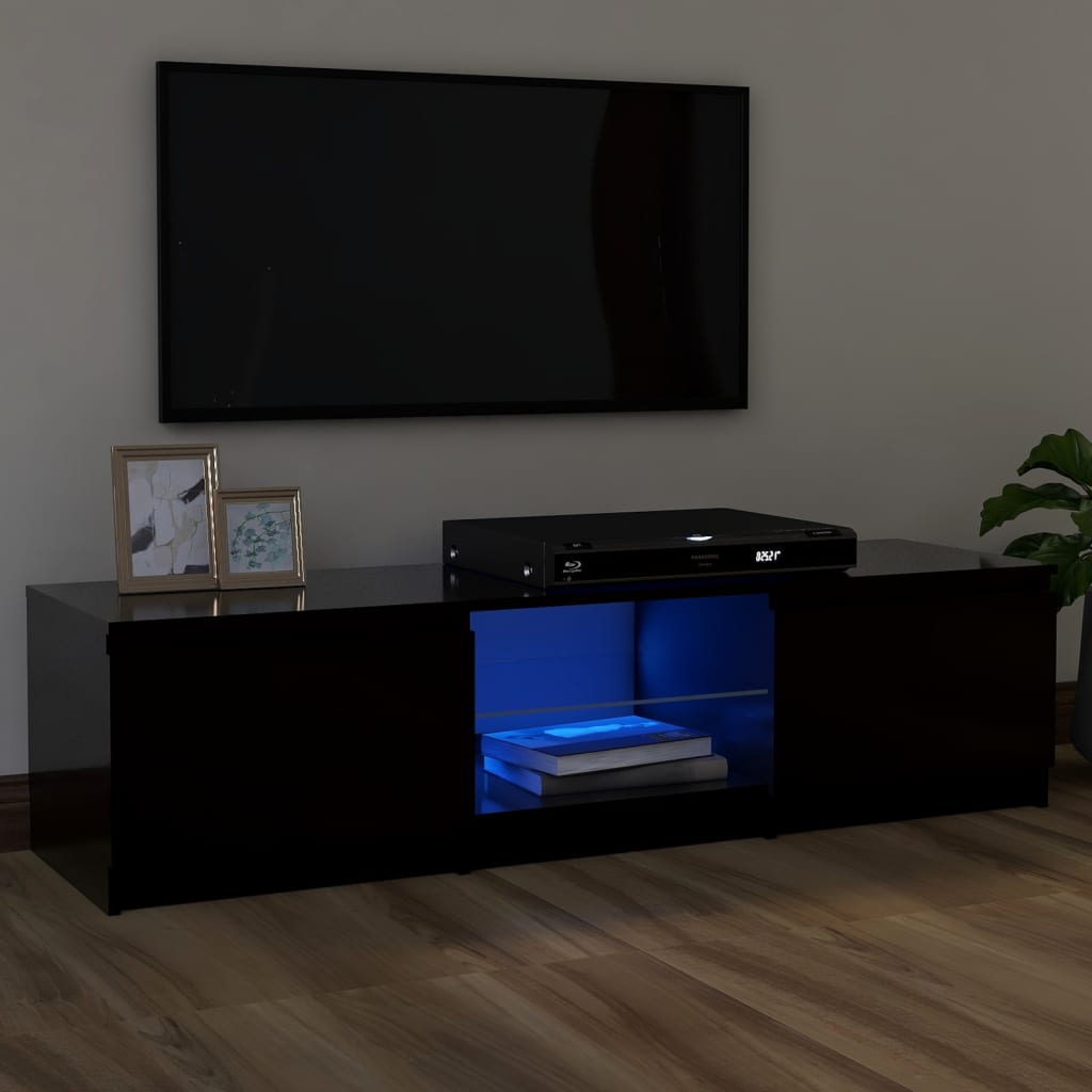 vidaXL tv-skab med LED-lys 120x30x35,5 cm sort