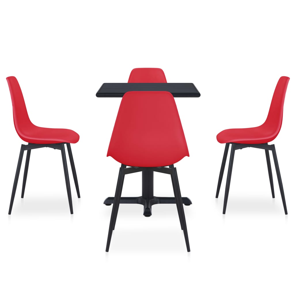 vidaXL udendørs spisebordssæt 5 dele metal og PP rød