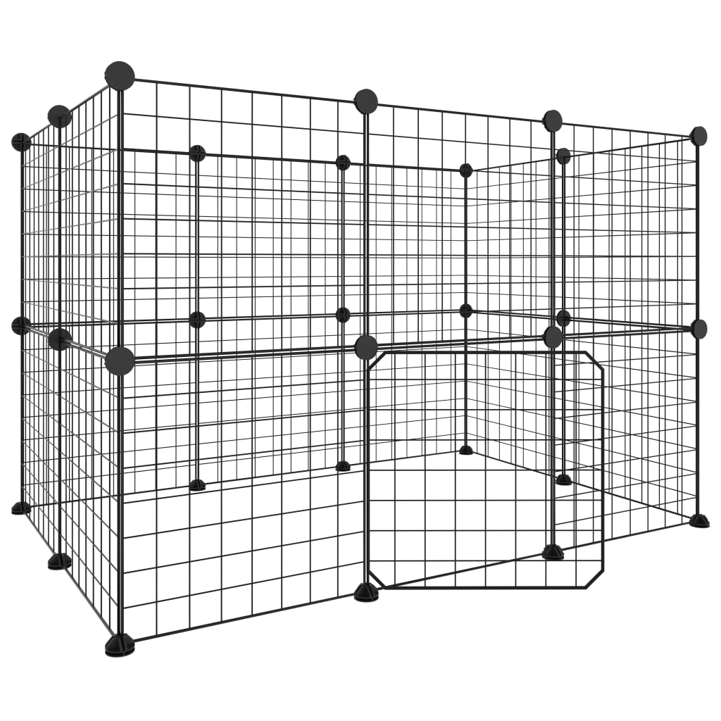 vidaXL 20-panels kæledyrsindhegning med låge 35x35 cm stål sort