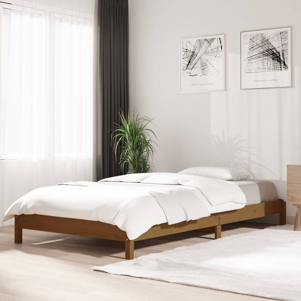 vidaXL stabelbar seng 75x190 cm massivt fyrretræ gyldenbrun