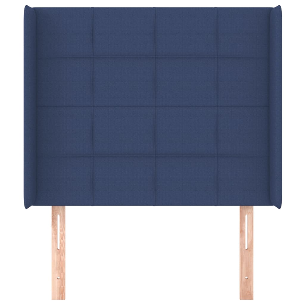 vidaXL sengegavl med kanter 103x16x118/128 cm stof blå