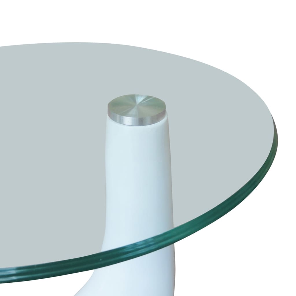 vidaXL sofabord 2 stk. med rund bordplade i glas højglans hvid