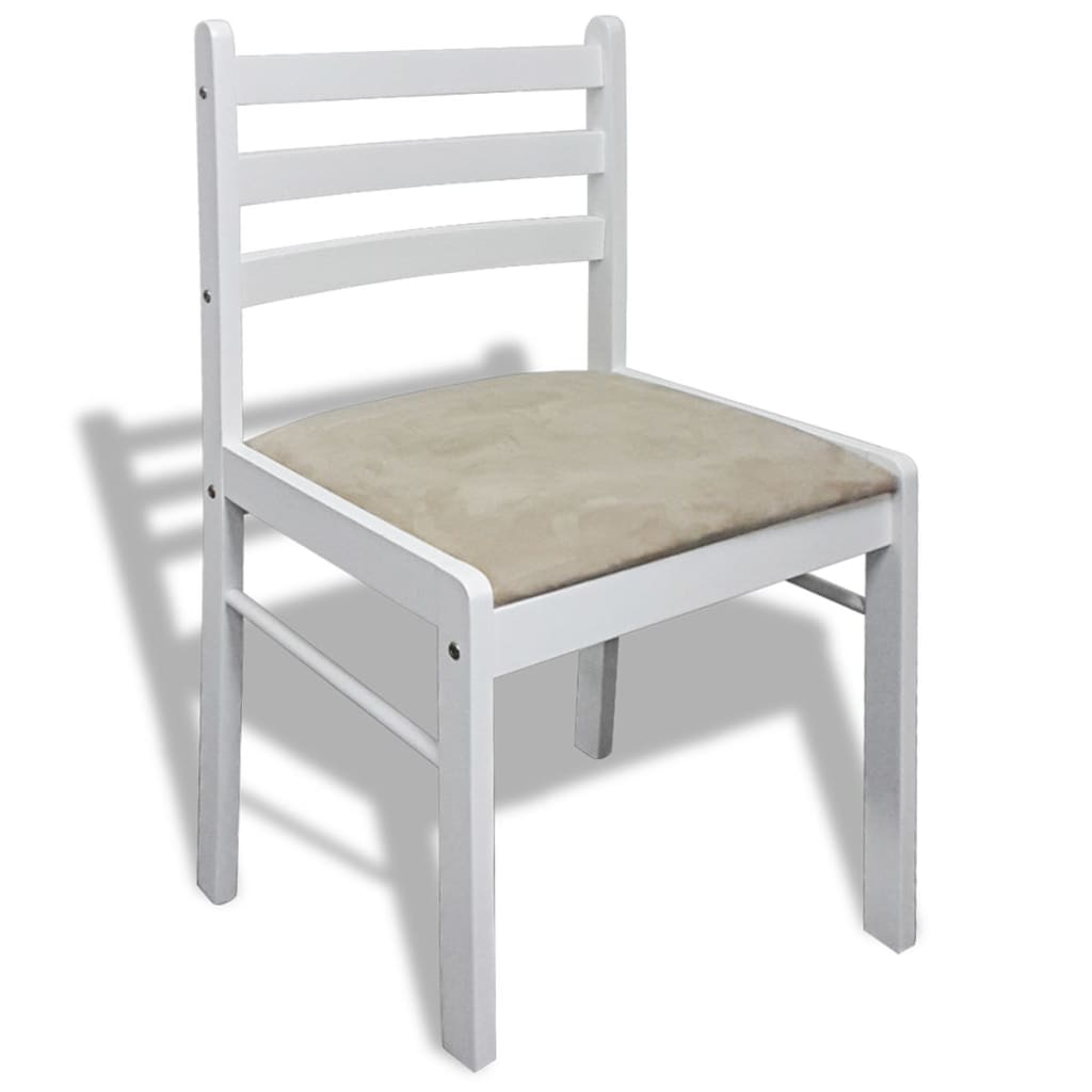 vidaXL spisebordsstole 6 stk. massivt træ og fløjl hvid