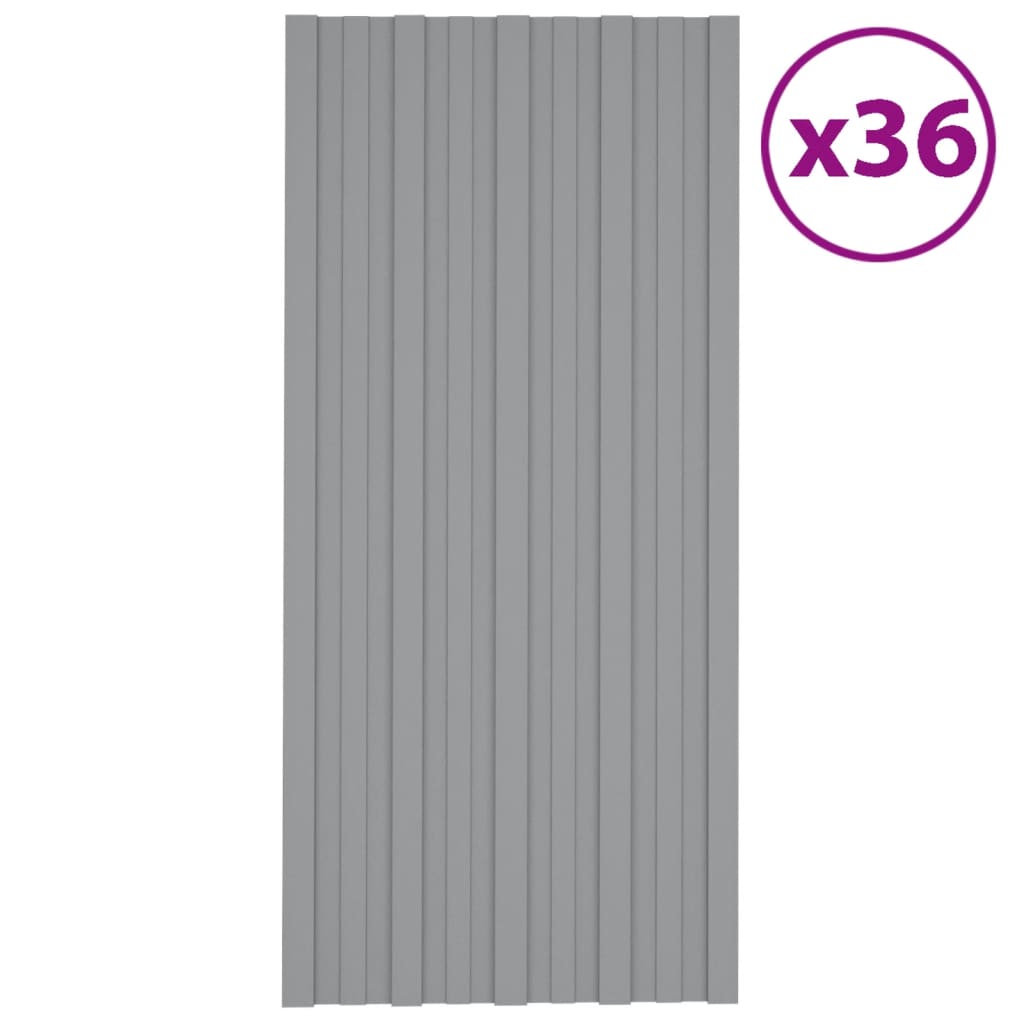 vidaXL tagplader 36 stk. 100x45 cm galvaniseret stål grå