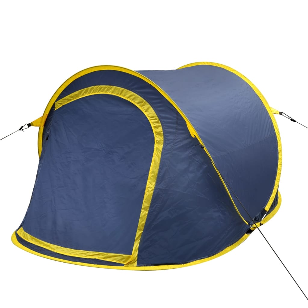 vidaXL pop-up campingtelt 2 personer marineblå og gul
