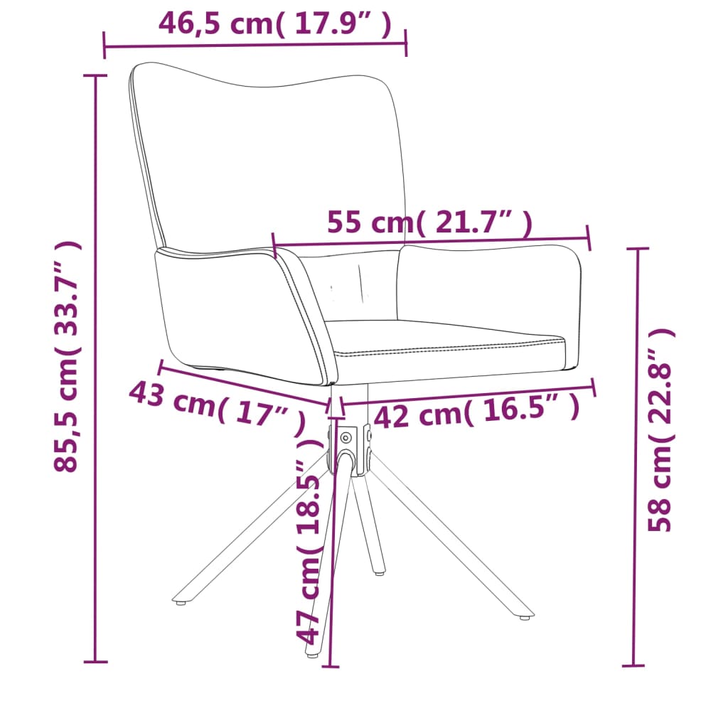 vidaXL drejelige spisebordsstole 2 stk. fløjl sort
